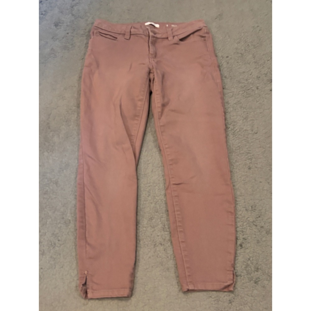 Lauren Conrad Womens Skinny Crop Pants Size 2 Mauve Rose Pink Stretch Twill Slit